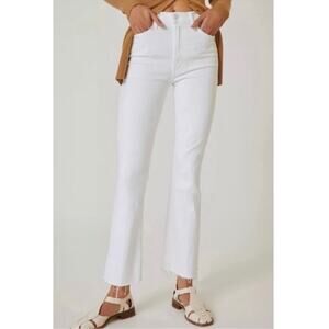 Mother The Hustler Ankle Fray in Fairest Of Them All White High Rise Jeans 28